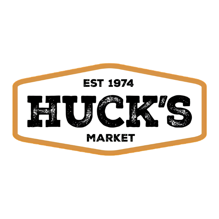 Huck's logo. Good Game energy shots are sold at Huck's.